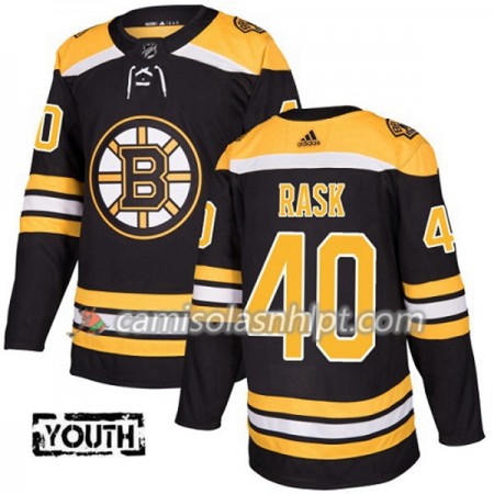 Camisola Boston Bruins Tuukka Rask 40 Adidas 2017-2018 Preto Authentic - Criança
